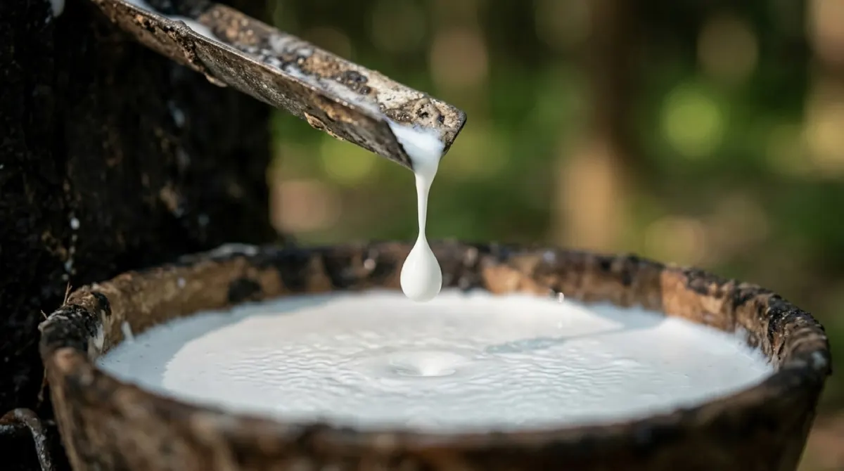 Latex dripping into a collection cup