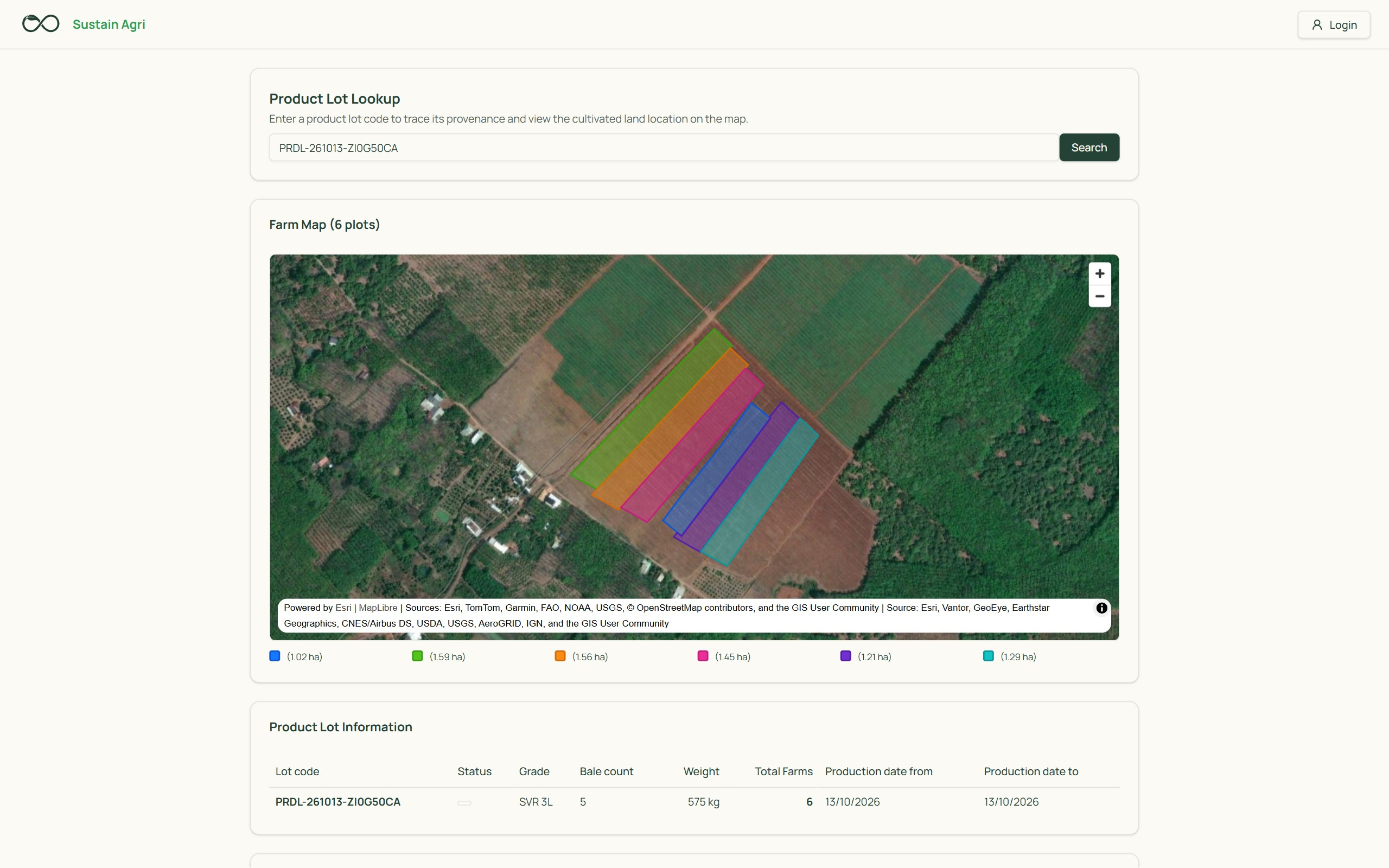 Public lot lookup: plot boundaries on satellite imagery next to the lot information.